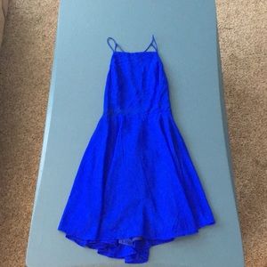 Slightly open back blue dress